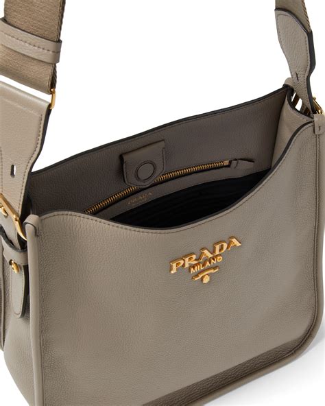 silver prada bag|Prada leather hobo bag.